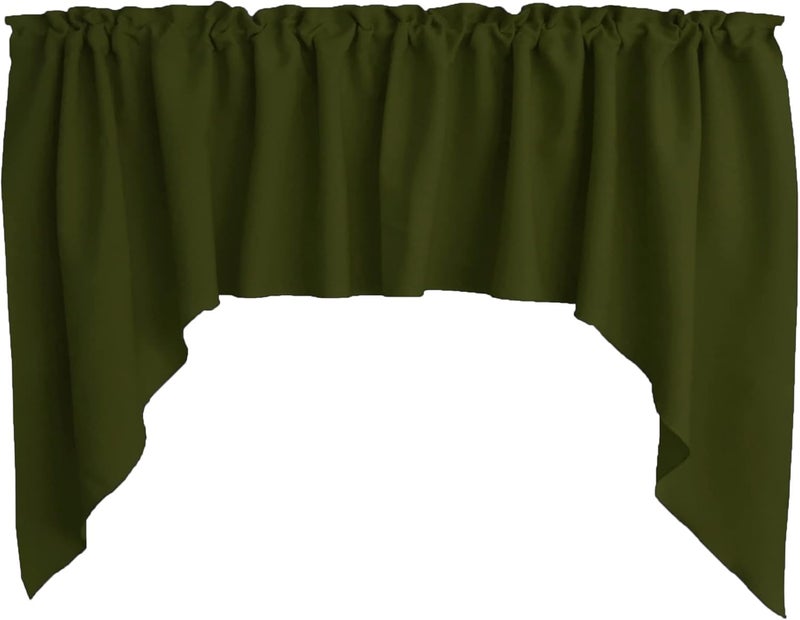 Zen Creative Designs Solid Poplin Swag Window Valance Home Décor Bedroom Nursery Kitchen Window (Dark Sage) - Image 1